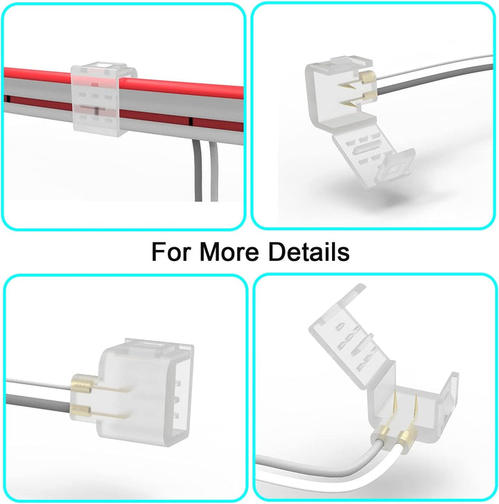 SLN 8 Pack Solderless Strip to Wire Connectors Package for Single Color LED 12V DC Strip Light Neon