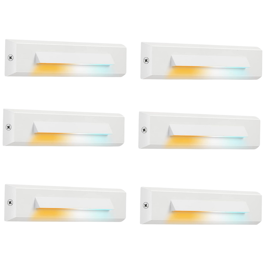 STLA07 6 Pack Low Voltage 3CCT 2700K/4000K/6000K LED Step Lights Outdoor Package, 2.5W Accent Lighting Fixtures