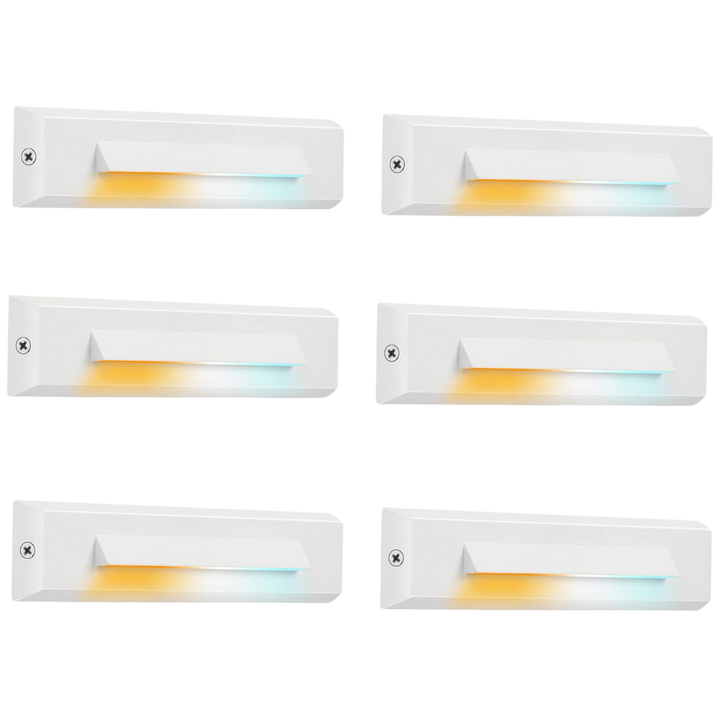 STLA07 6 Pack Low Voltage 3CCT 2700K/4000K/6000K LED Step Lights Outdoor Package, 2.5W Accent Lighting Fixtures