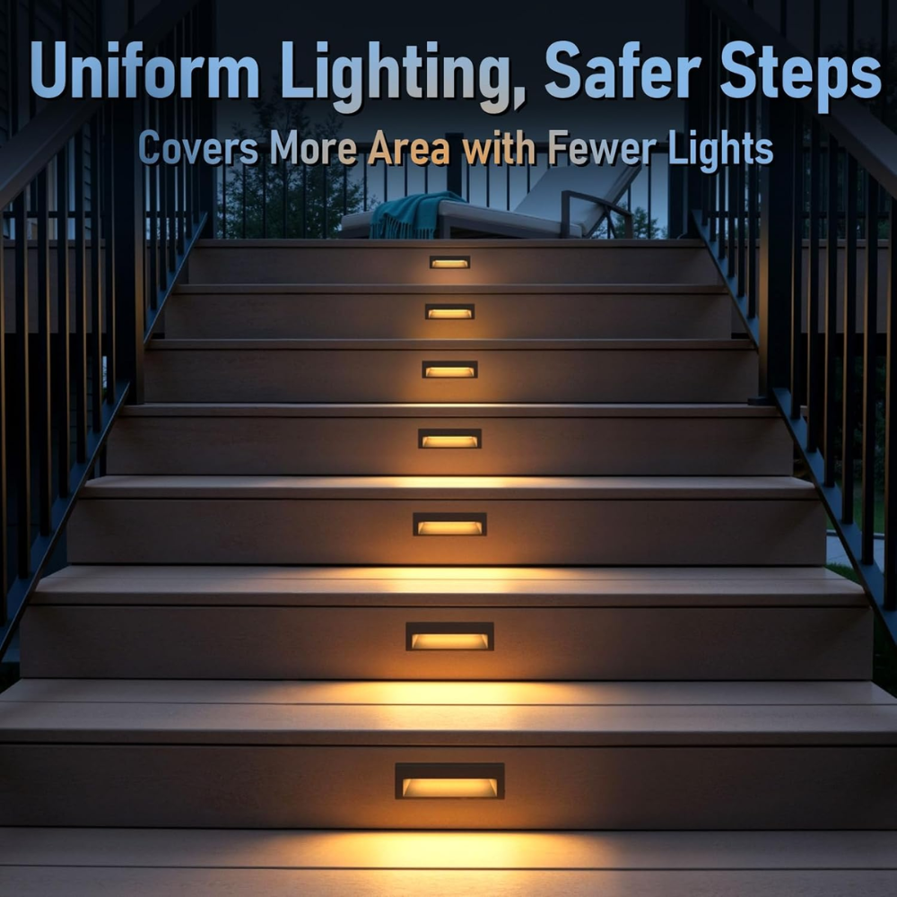 STLA10 6-Pack 6W Low Voltage 10.6" LED Outdoor Step Lights, 12V-24V 5CCT 1800K/2700K/3000K/4000K/5000K Integrated LED Aluminum Deck Lights Landscape Lights