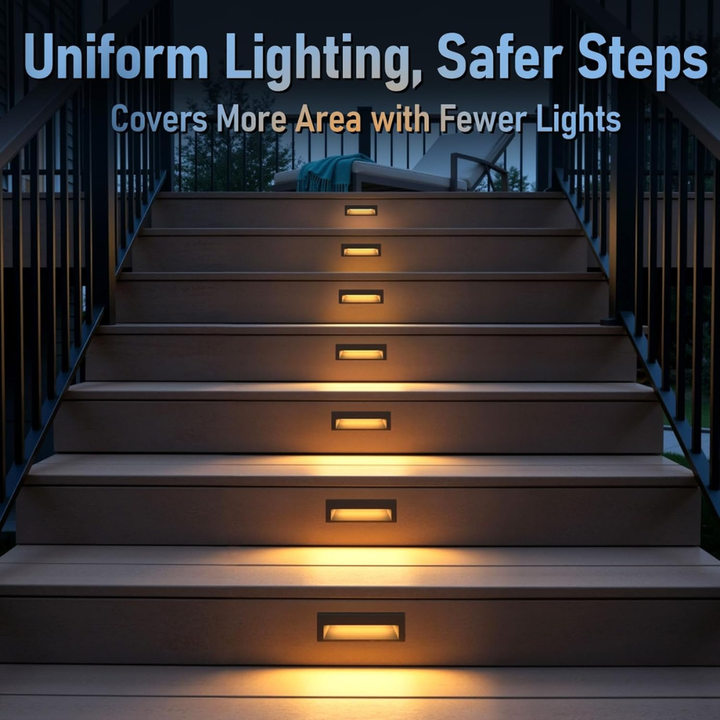 STLA10 6-Pack 6W Low Voltage 10.6" LED Outdoor Step Lights, 12V-24V 5CCT 1800K/2700K/3000K/4000K/5000K Integrated LED Aluminum Deck Lights Landscape Lights
