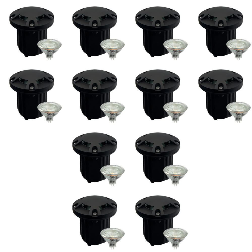 UNB07 4x/8x/12x Package Cast Brass Low Voltage Round Multi-Directional LED In-ground Well Light IP65 Waterproof with 5W 3000K Bulb