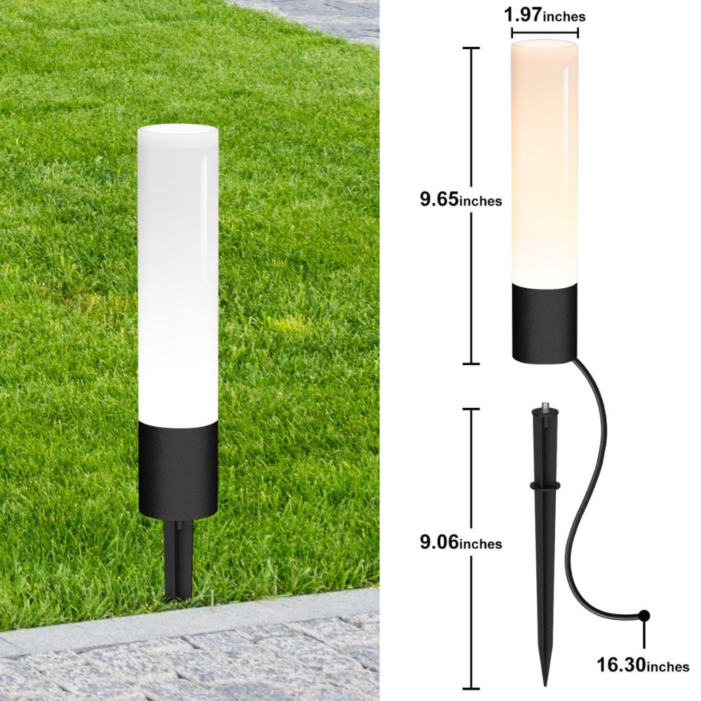 Outdoor Landscape Lighting LED 12V Low Voltage ALP55 Low Voltage Landscape Lighting Pathway Lights Package, 6W 300LM Landscape Lights 3000K Warm, IP65 Waterproof, Aluminum Outdoor Landscape Path Lights