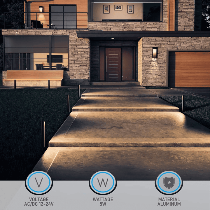 ALP16 12-Pack 5W 5CCT 1800K/2700K/3500K/4000K/5000K or Single-Color 3000K Warm White Integrated LED Landscape Pathway Light Package, 12V Low Voltage Side Lit Path Lights