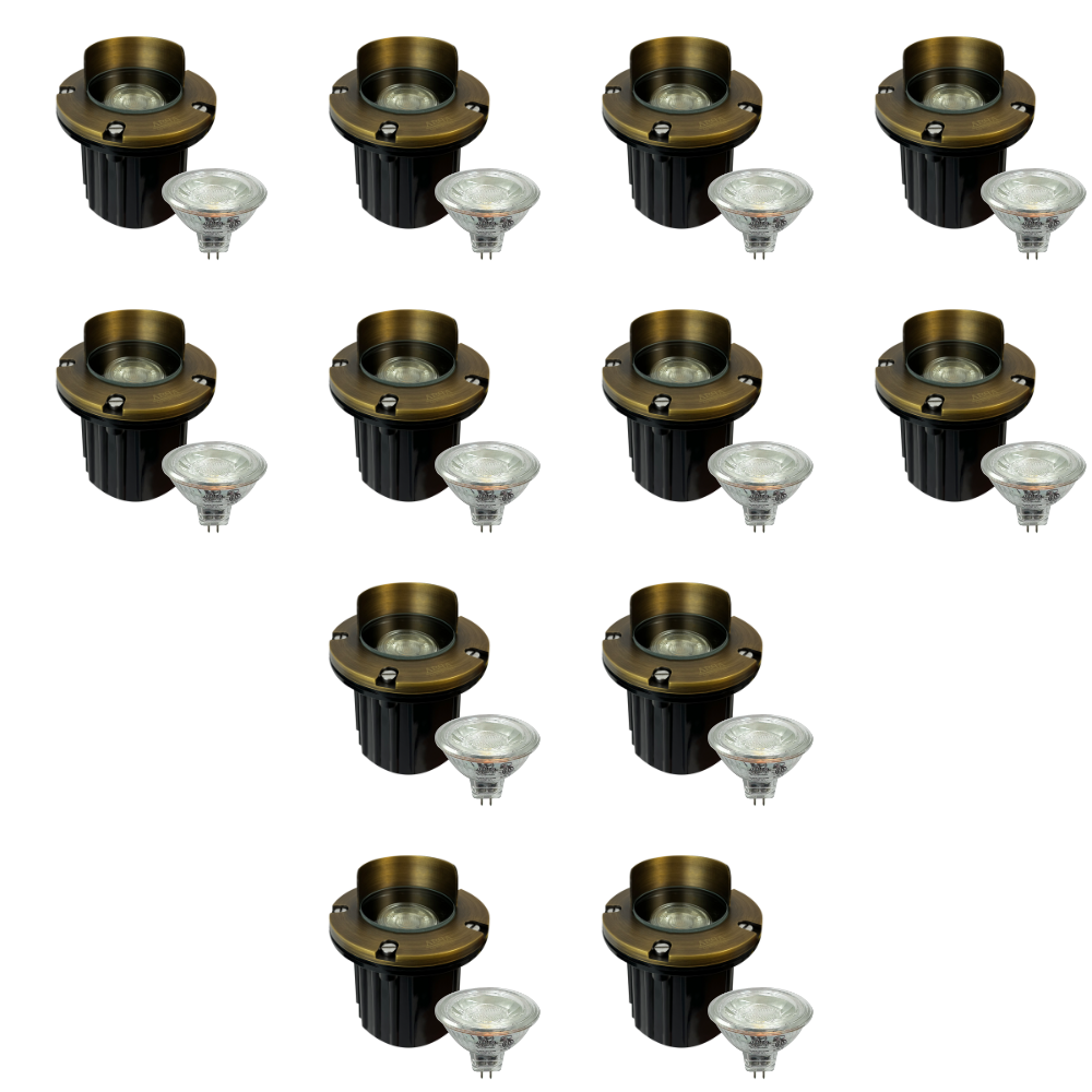 UNB03 4x/8x/12x Package Cast Brass Low Voltage Shielded LED In-ground Well Light IP65 Waterproof with 5W 3000K Bulb