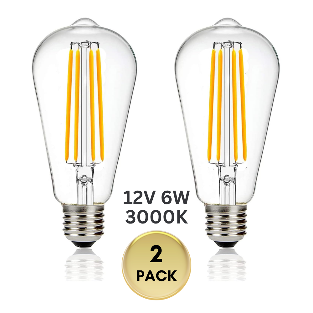 E26 6W 12V-36V 2700K/3000K/6000K AC/DC LED Filament Edison Bulbs Package Dimmable Energy Saving Low Voltage Light Bulb