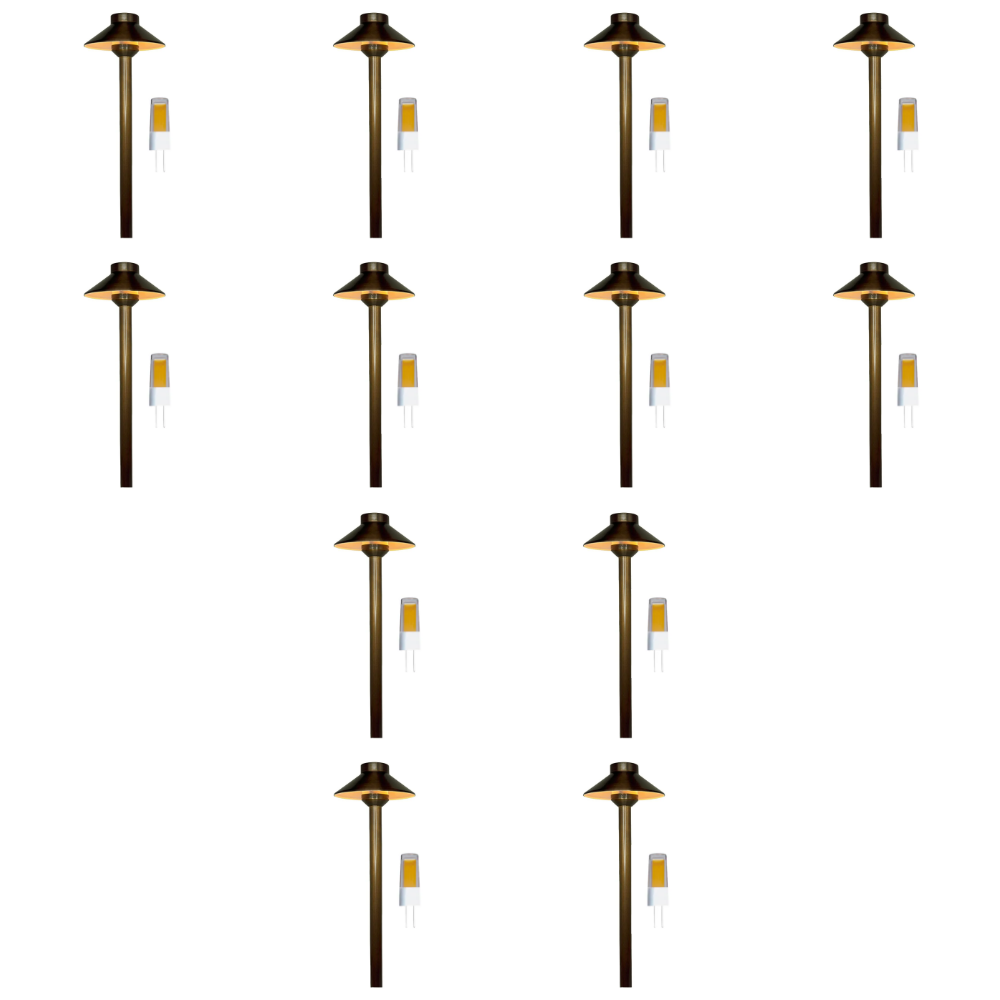 PLB02 Frosted Lens 4x/8x/12x Package Outdoor Garden Pathway Light | Low Voltage Brass Path Light 3W 3000K Bulb
