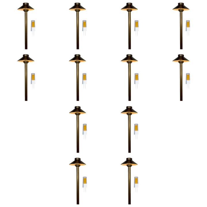 PLB02 Frosted Lens 4x/8x/12x Package Outdoor Garden Pathway Light | Low Voltage Brass Path Light 3W 3000K Bulb