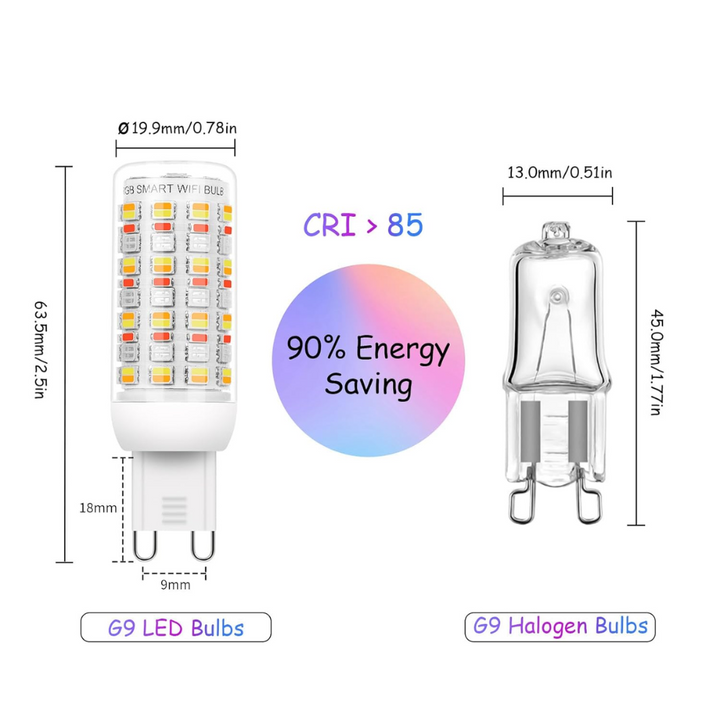 RGBCW G9 4W Smart WI-FI Control LED Light Bulb 2/3 Pack, Energy Saving RGBCW Color Changing 2700K-6500K High Voltage 120V Outdoor LED Bulb Compatible with Alexa and Google Assistant