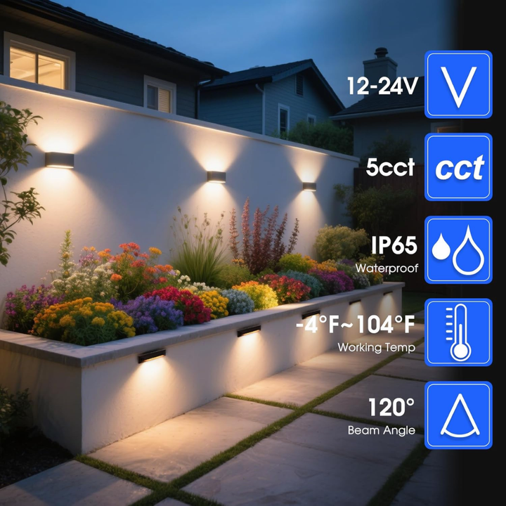 STLA13 6 and 8 Pack Low Voltage 12V 5W 8" 5CCT 2200K/2700K/3000K/4000K/5000K LED Landscape Deck Light, Outdoor Retaining Wall Lights, IP65 Waterproof Step Lights, for Stair Lighting and Yard Patio Pathway Walkway