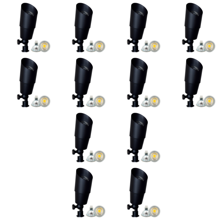 Outdoor Landscape Lighting LED 12V Low Voltage SPB01 4x/8x/12x Package 12V Low Voltage Directional Brass Spotlight Outdoor Landscape Lighting with 5W 3000K Bulb Black Brass 12 Pack
