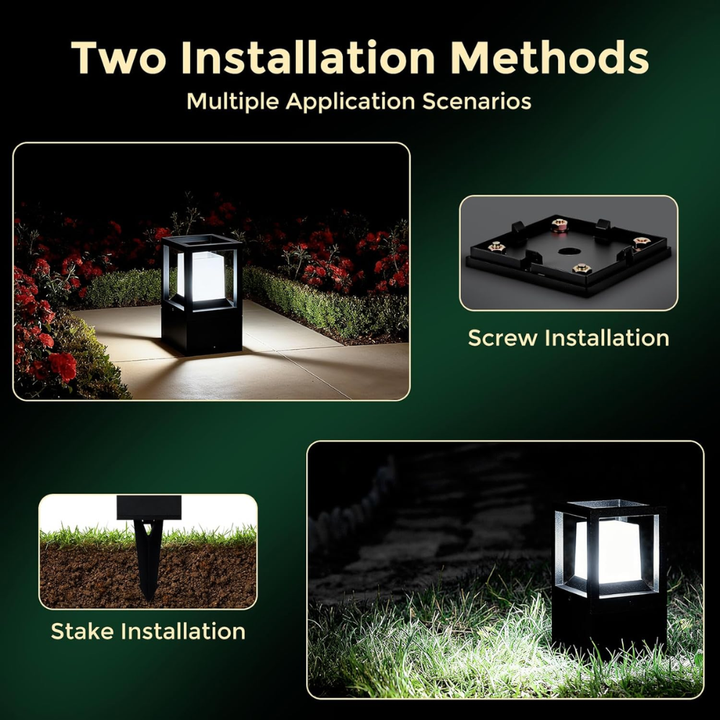 Outdoor Landscape Lighting LED 12V Low Voltage CPLA11 Outdoor Aluminum Post Lantern Light with Spike and Bolted Mount Base with Replaceable 5W 5000K E26 Bulb Low Voltage AC/DC 12V IP65 Waterproof