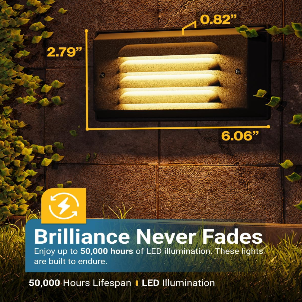 STLA16 Low Voltage 12V-24V AC/DC LED Step Lights, 5W 200LM Stair Lights for Indoor and Outdoor, Waterproof IP65 Non-dimmable 3000K Warm White Lighting Deck Lights