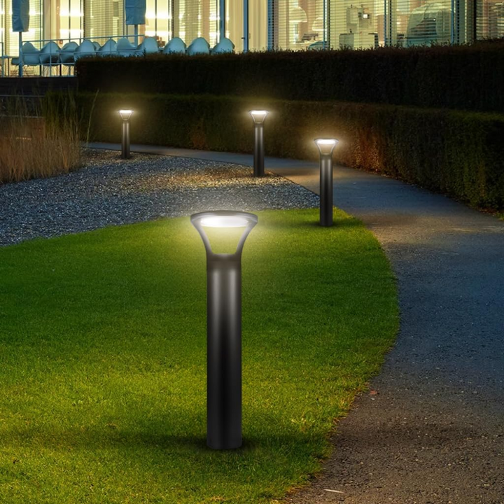 BPLA07 39" 120V Tunable 10W/18W/25W 3000K/4000K/5000K 3CCT Black Aluminum Round-Top Bollard Light Line Voltage Commercial Bollard Path Light Outdoor Lighting