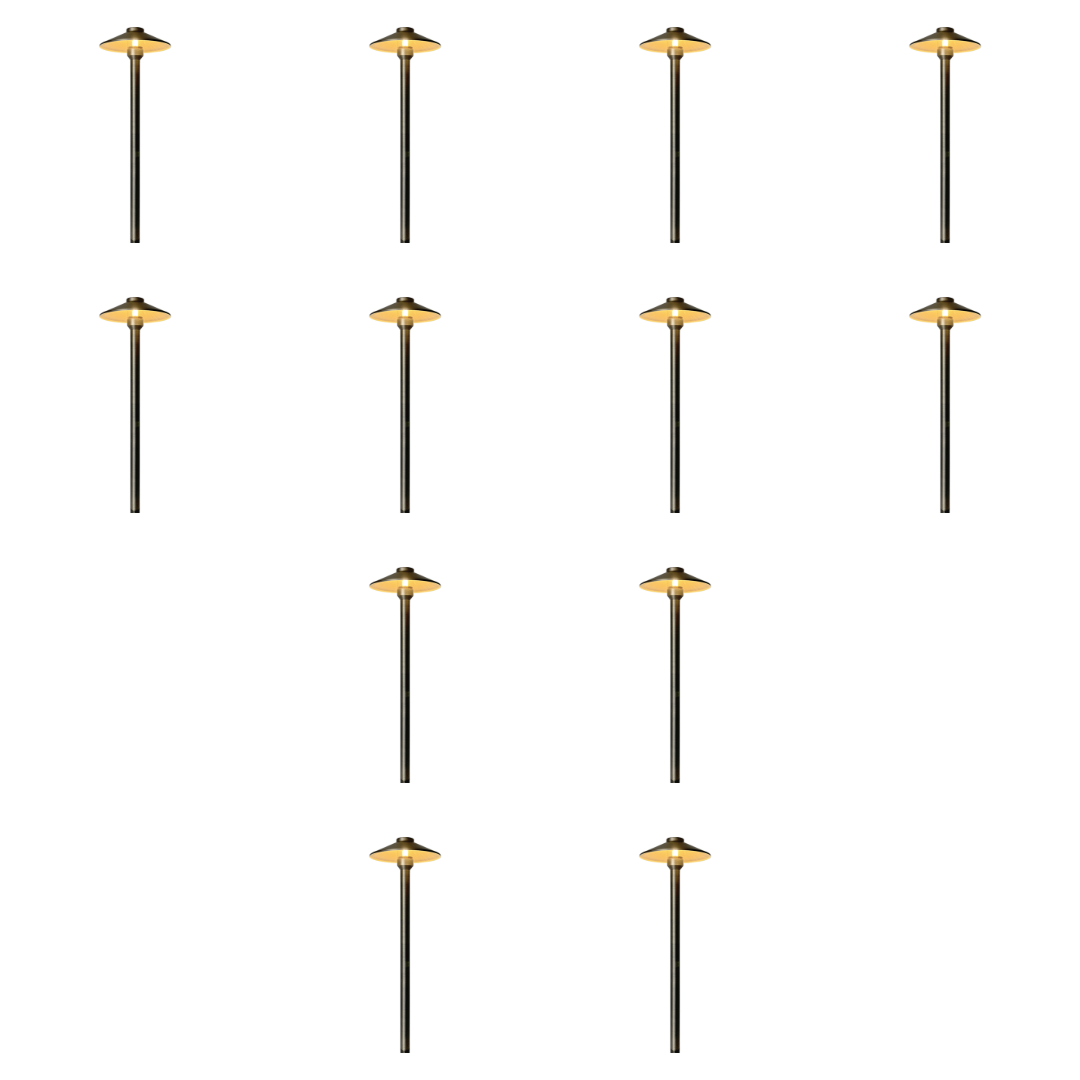PLB26 4x/8x/12x Package Outdoor Garden Pathway Light | Low Voltage Brass Path Light 3W 3000K Bulb