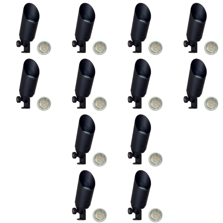 Outdoor Landscape Lighting LED 12V Low Voltage SPB11 4x/8x/12x Package 12V Low Voltage Small Directional Bullet Light Outdoor Landscape Brass Spotlight With 2.5W 3000K Bulb Dark Brass 12 Pack
