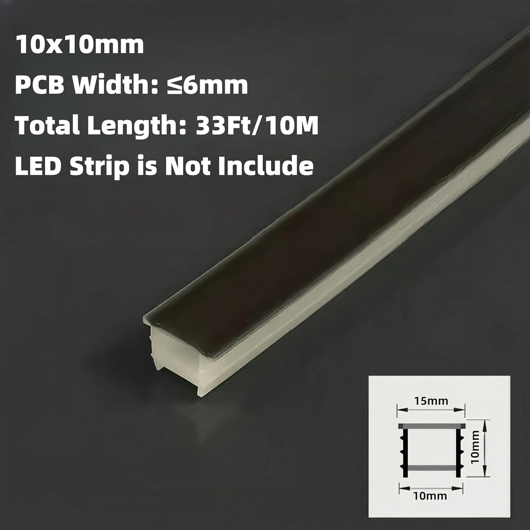 SC01 Black Silicone LED Channel with Flange Recessed Flexible Tube Black Cover 33ft/10M Roll