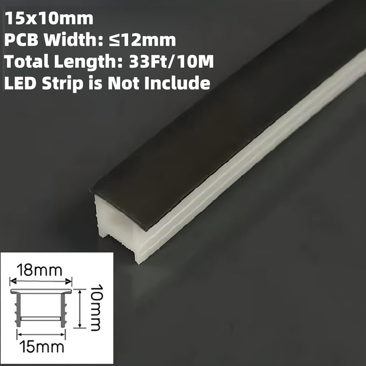 SC01 Black Silicone LED Channel with Flange Recessed Flexible Tube Black Cover 33ft/10M Roll