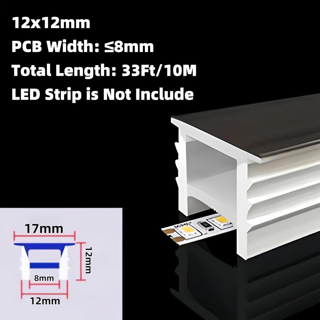 SC01 Black Silicone LED Channel with Flange Recessed Flexible Tube Black Cover 33ft/10M Roll