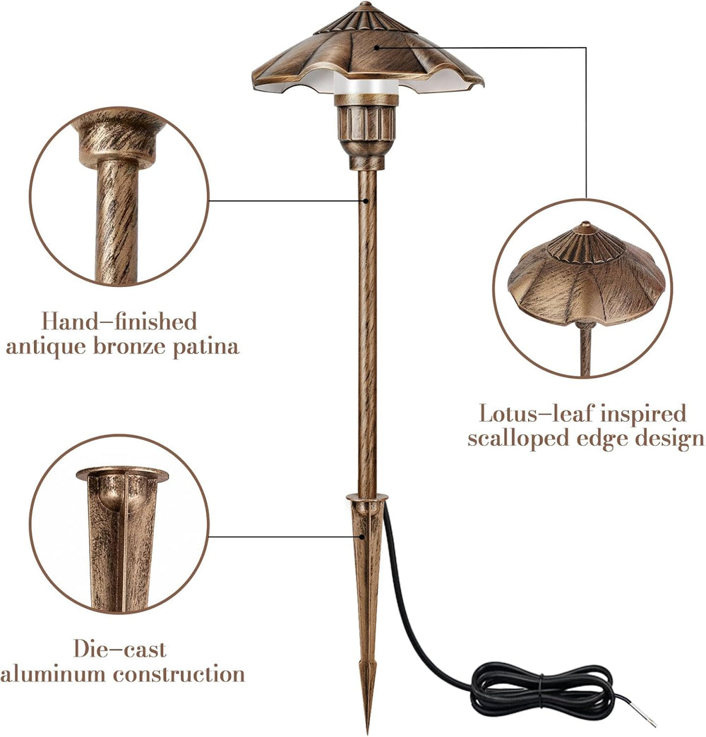 Outdoor Landscape Lighting LED 12V Low Voltage ALPR04 2-Pack 12V Low Voltage 5W RGB LED Landscape Lighting, Oil-Rubbed Bronze Umbrella Pathway Light Package, Die-Cast Aluminum, IP65 Waterproof