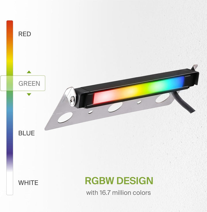 ELRA06 8-Pack 3W 7" Smart RGBCW Color Changing 2700K-6500K Waterproof LED Stairs, Fence, Hardscape Step Light Fixture Package