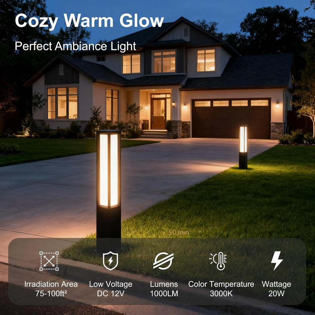 CPLA12 DC12V Low Voltage Integrated LED 3000K Outdoor Aluminum Bollard Path Light Bolted Mount Base IP65 Waterproof