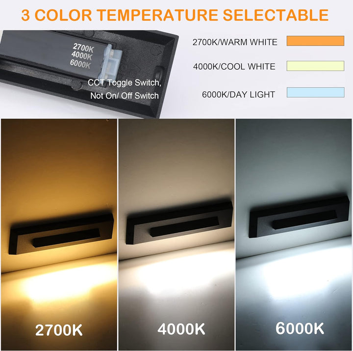 STLA07 6 Pack Low Voltage 3CCT 2700K/4000K/6000K LED Step Lights Outdoor Package, 2.5W Accent Lighting Fixtures
