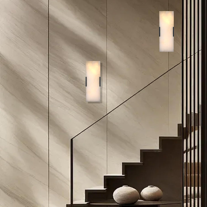 SCH12 Alabaster Marble 15" Indoor Wall Sconce Light Dimmable LED E12 Candelabra Base Socket Line Voltage 120V