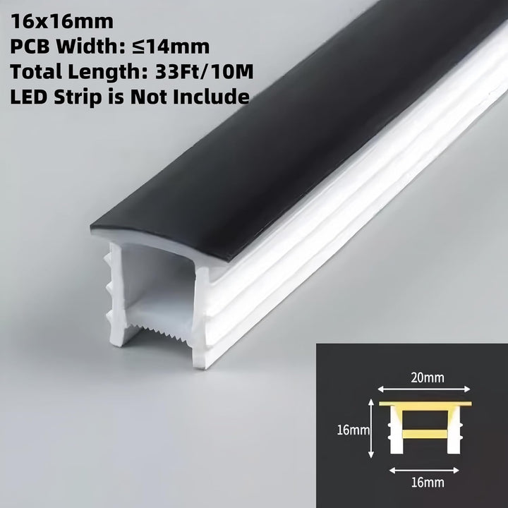 SC01 Black Silicone LED Channel with Flange Recessed Flexible Tube Black Cover 33ft/10M Roll