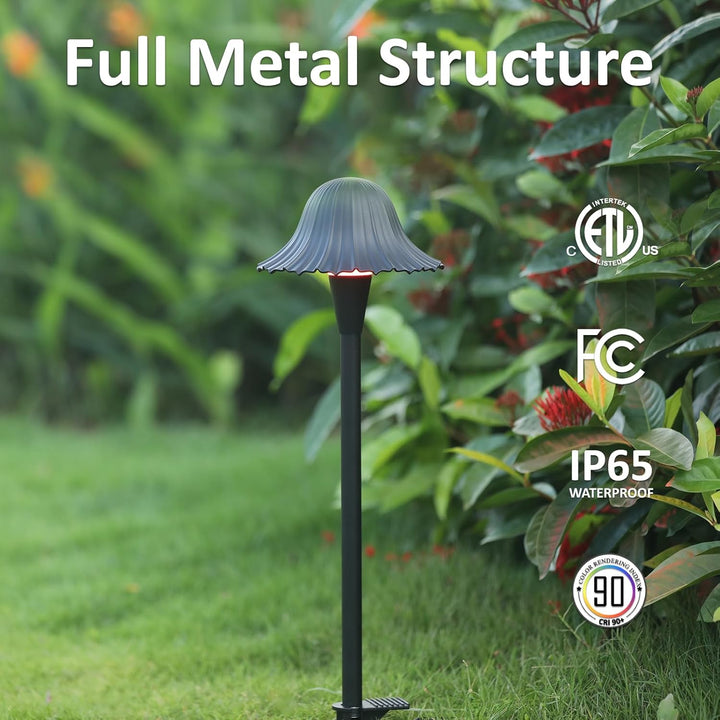 Outdoor Landscape Lighting LED 12V Low Voltage ALPR01 12V Low Voltage 5W 10-Color RGBCW LED Landscape Lighting 200LM, Black Umbrella Pathway Light Package, Die-Cast Aluminum, IP65 Waterproof