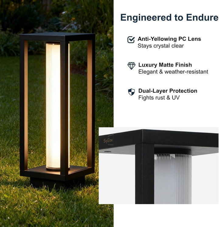 CPLA15 DC12V Low Voltage Integrated 10W 15" LED 3000K Outdoor Aluminum Ribbed Area Path Light Bolted Mount Base IP65 Waterproof