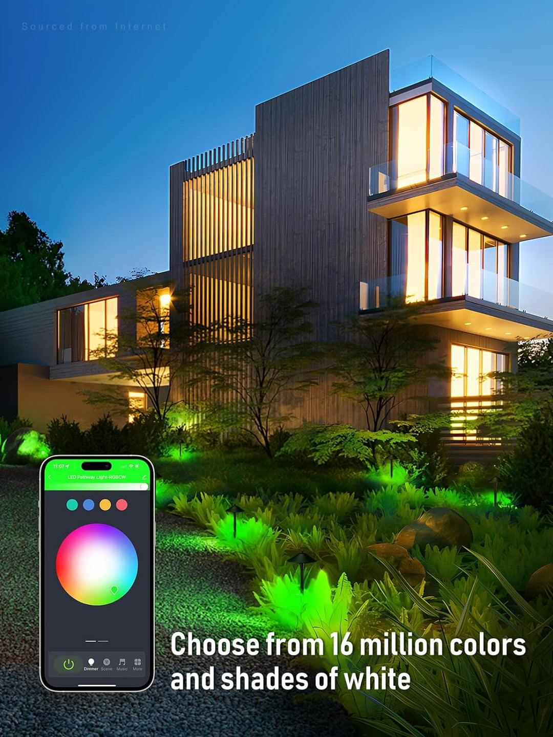 ALPR10 LED Landscape Smart Color-Changing Pathway Lights Package, Adjustable 3000K-5000K 5W 12-24V AC/DC Low Voltage Oil-Rubbed Bronze Mushroom Outdoor Landscape Lighting