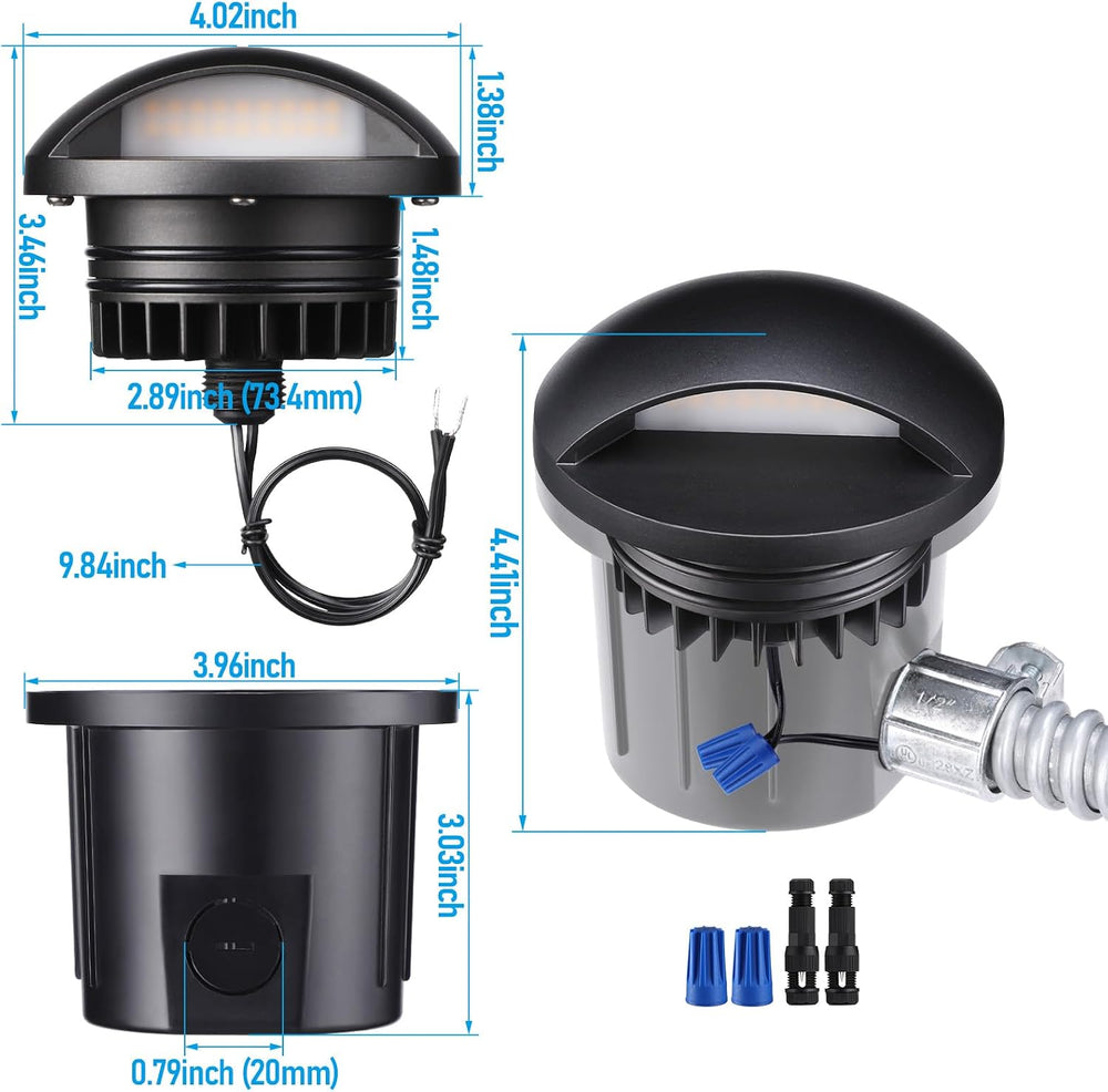 Outdoor Landscape Lighting LED 12V Low Voltage UNAL01 Crescente Aluminum Round Surface Mount Mono-Directional Integrated 6W 3000K LED In-Ground Well Light Low Voltage Landscape Lighting