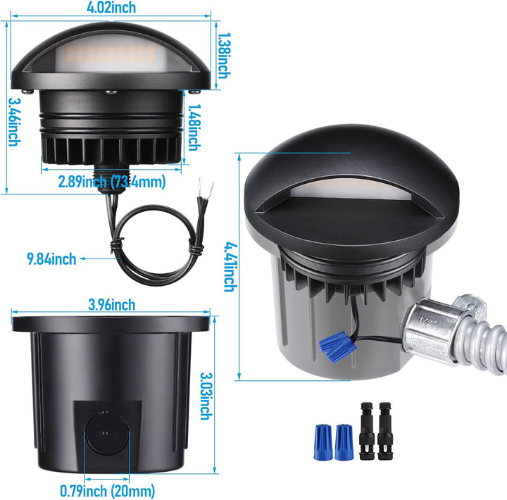 Outdoor Landscape Lighting LED 12V Low Voltage UNAL01 Crescente Aluminum Round Surface Mount Mono-Directional Integrated 6W 3000K LED In-Ground Well Light Low Voltage Landscape Lighting