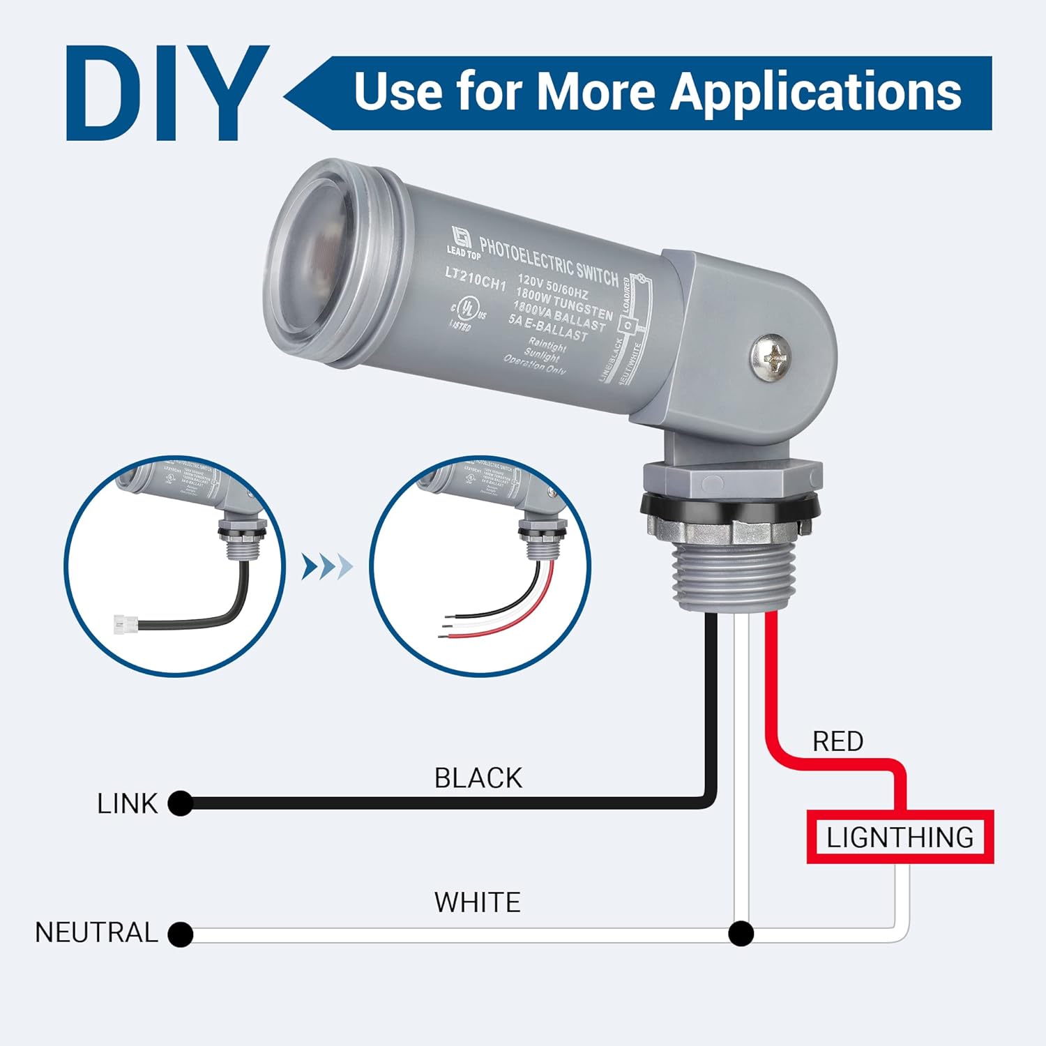 Photocell Sensor Switch Dusk to Dawn Sensor Sun Bright Lighting