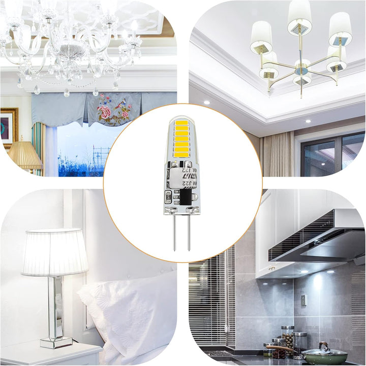 10 Pack G4 1.2W/1.3W Bi Pin 3000K/6000K LED Capsule 120V Line Voltage Bulb Energy Efficient Light