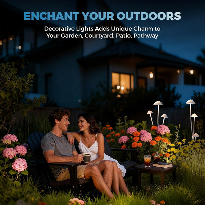 Outdoor Landscape Lighting LED 12V Low Voltage ALP72 DC24V Set of 3 White Mushroom Aluminum 3000K Warm White Integrated LED Low Voltage Path Light with Transformer Included