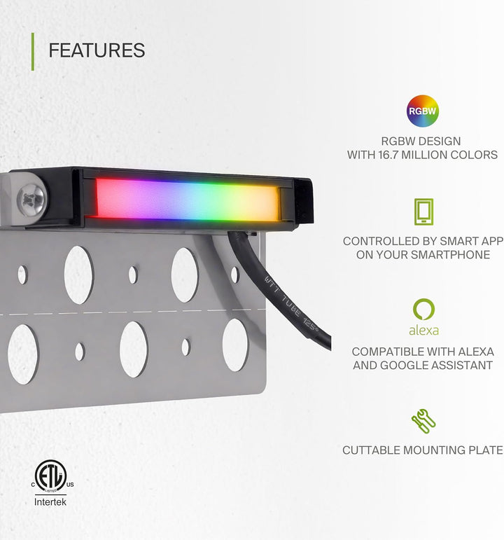 ELRA06 8-Pack 3W 7" Smart RGBCW Color Changing 2700K-6500K Waterproof LED Stairs, Fence, Hardscape Step Light Fixture Package