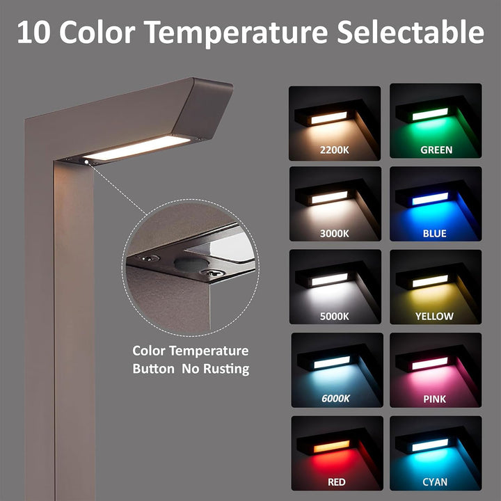 Outdoor Landscape Lighting LED 12V Low Voltage ALP75 6-Pack Low Voltage Landscape Lighting Pathway Lights Package, 5W RGB Color Changing L-Shaped Landscape Lights, IP65 Waterproof, Bronze Aluminum Outdoor Landscape Path Lights