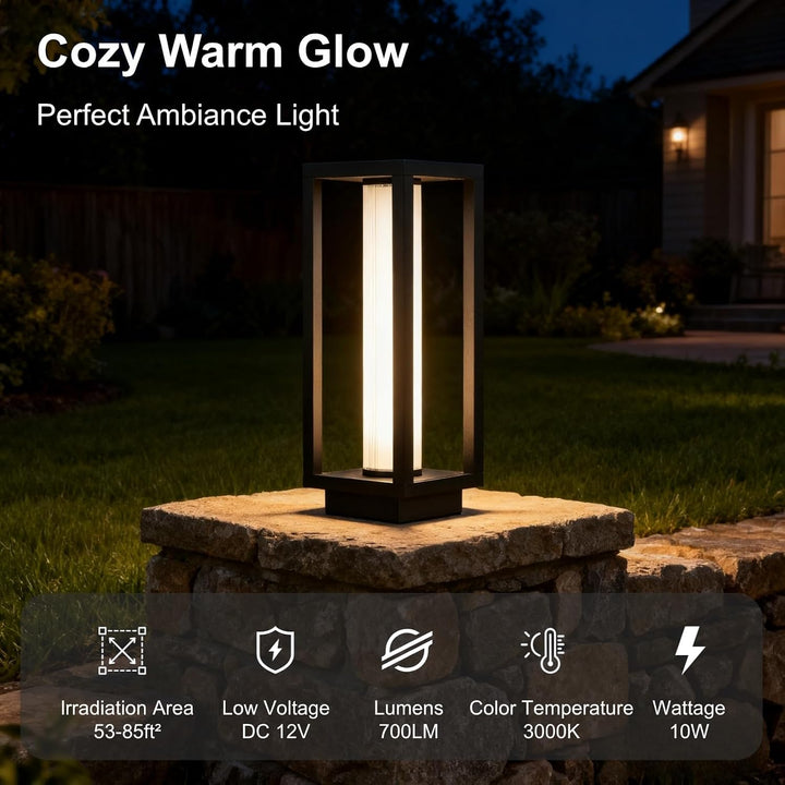 CPLA15 DC12V Low Voltage Integrated 10W 15" LED 3000K Outdoor Aluminum Ribbed Area Path Light Bolted Mount Base IP65 Waterproof