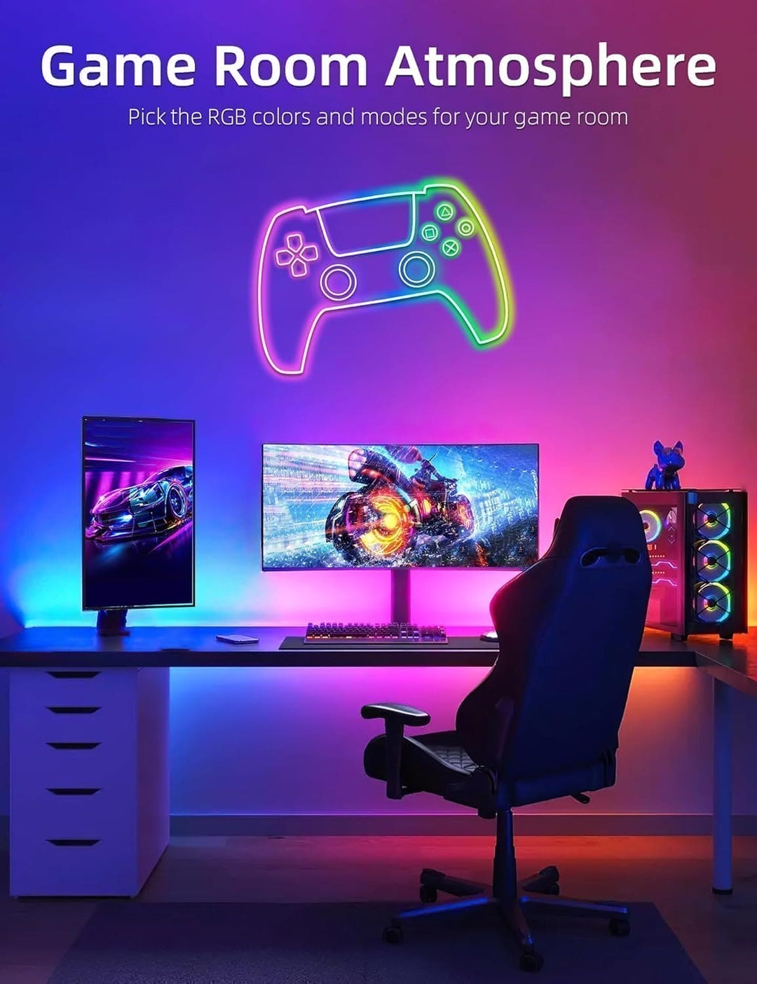 SLNR05 Dotless COB Smart Bluetooth RGB Neon LED Strip Light 8mmx12mm DC24V 2.2W/ft IP65 Outdoor Rated Dimmable Low Voltage Silicone Strip Light with Mounting Clips and Screws