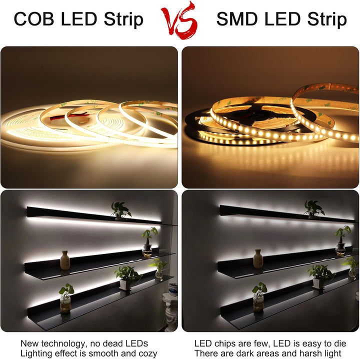 SLD20 Dotless 3mm Super Slim Edgeless Single Color Linear LED Strip Lights Low Voltage FCOB DC 12V Tape Light