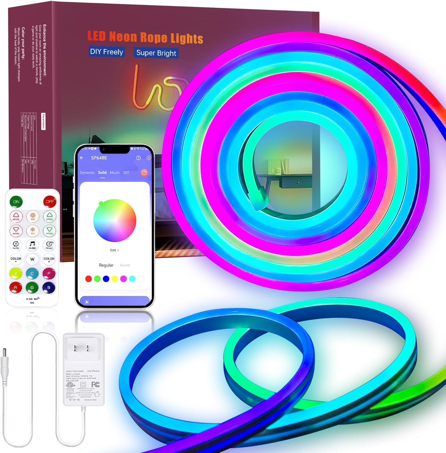 SLNR03 Dotless Neon RGB+IC LED Strip Light 5M DC24V IP67 Outdoor Rated