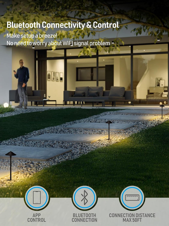 ALPR10 LED Landscape Smart Color-Changing Pathway Lights Package, Adjustable 3000K-5000K 5W 12-24V AC/DC Low Voltage Oil-Rubbed Bronze Mushroom Outdoor Landscape Lighting
