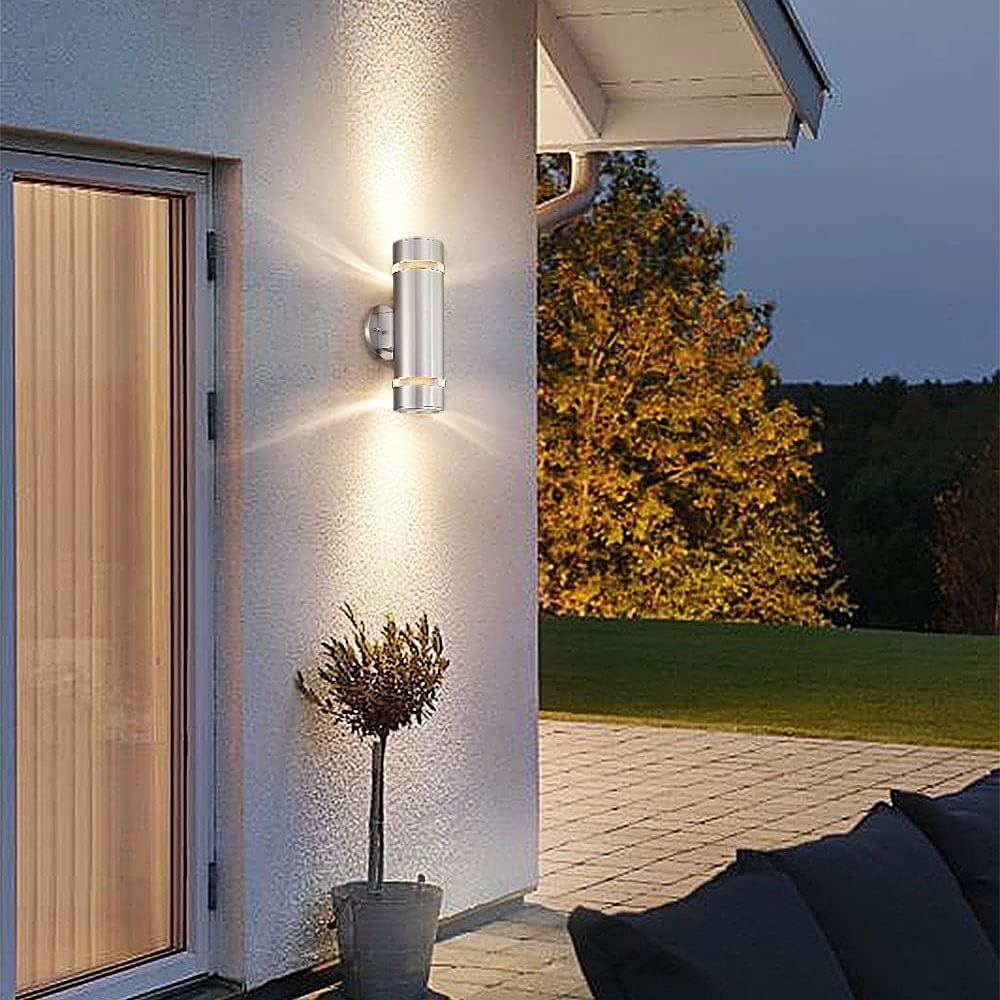 SCSH01 120V Line Voltage LED Stainless Steel Cylinder Up Down Light 2 Directional Sconce Lighting Medium Base Sockets