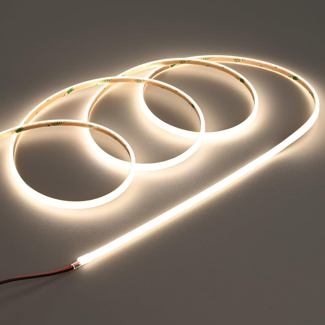SLN13 Dotless Ultra Thin COB Neon LED Strip Light 1.46W/ft 5x3mm 3000K/4000K DC24V IP65 Outdoor Rated Dimmable Low Voltage Silicone Strip Light with Back Adhesive
