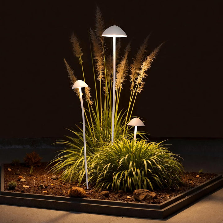 Outdoor Landscape Lighting LED 12V Low Voltage ALP72 DC24V Set of 3 White Mushroom Aluminum 3000K Warm White Integrated LED Low Voltage Path Light with Transformer Included