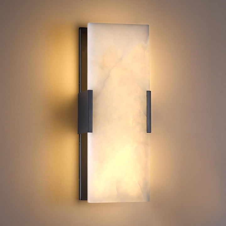 SCH12 Alabaster Marble 15" Indoor Wall Sconce Light Dimmable LED E12 Candelabra Base Socket Line Voltage 120V