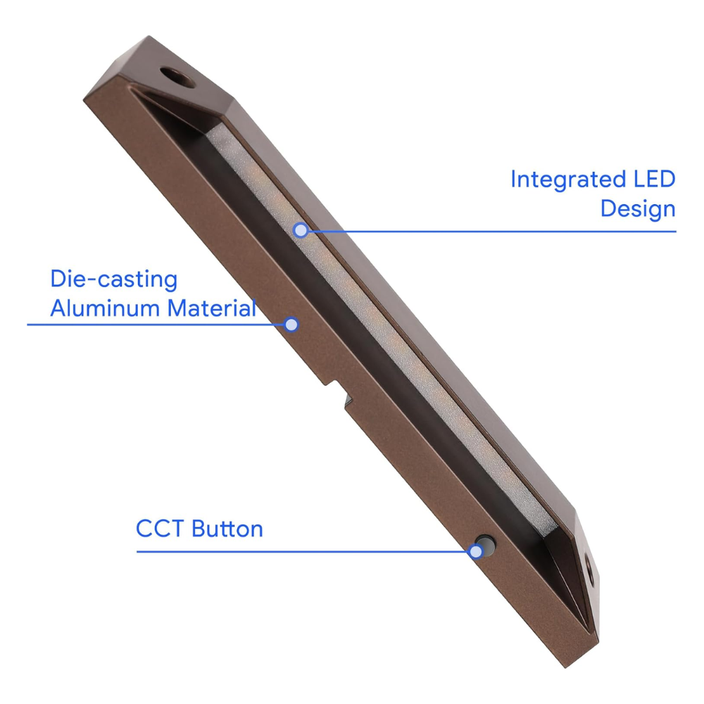 STLA13 6 and 8 Pack Low Voltage 12V 5W 8" 5CCT 2200K/2700K/3000K/4000K/5000K LED Landscape Deck Light, Outdoor Retaining Wall Lights, IP65 Waterproof Step Lights, for Stair Lighting and Yard Patio Pathway Walkway
