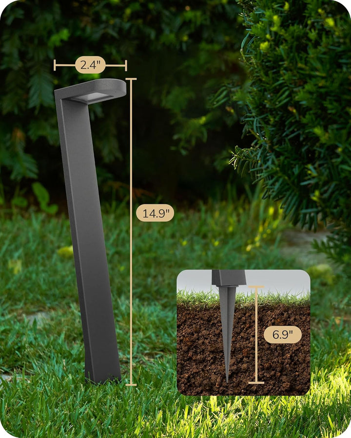 ALP59 Paquete de 4 luces LED de camino de bajo voltaje, iluminación de paisaje exterior, carcasa de aluminio, 5 W 12 V CA/CC luces de camino para entrada, jardín, césped, IP65 impermeable, 3000 K blanco cálido
